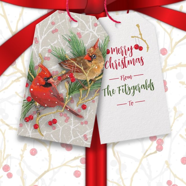 Personalised Cardinals Couple Christmas Gift Tags (Creator Uploaded)