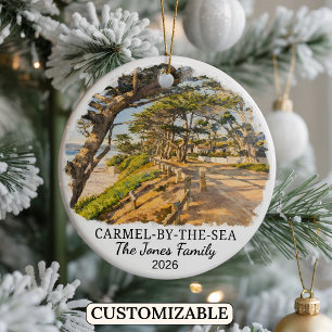 Personalised Carmel By The Sea, Custom California Ceramic Tree Decoration