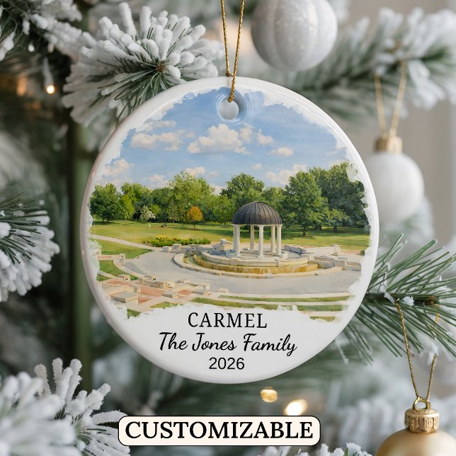 Personalised Carmel Ornament, Custom Indiana State Ceramic Tree Decoration (Creator Uploaded)