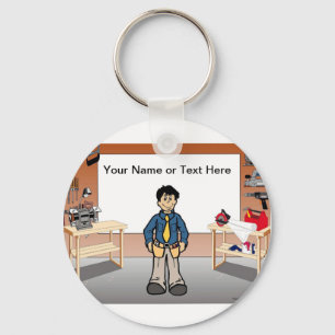 Personalised Carpenter, Handyman - Male Cartoon Key Ring