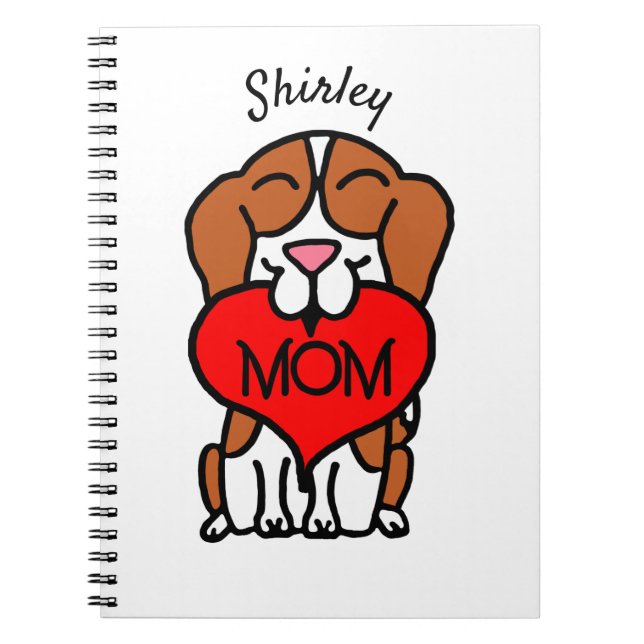 Personalised Cartoon Beagle Mum Notebook (Front)