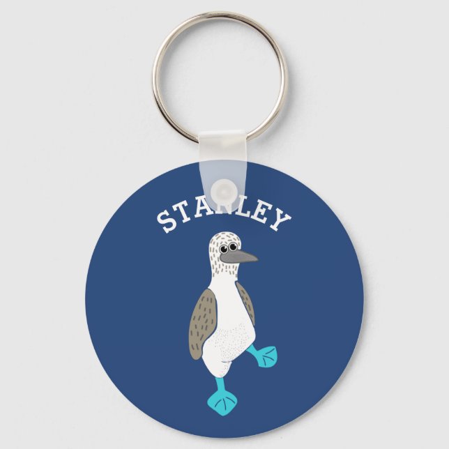 Personalised Cartoon Blue-Footed Booby Bird Key Ring (Front)