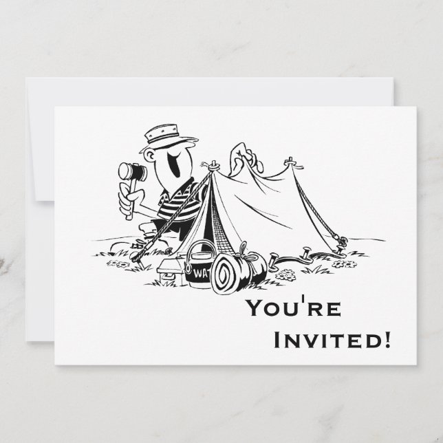 Personalised Cartoon Camp Out Invitation (Front)