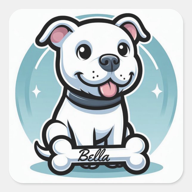 Personalised Cartoon dog Square Sticker (Front)