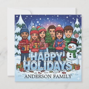 Personalised Cartoon Family Holiday Card
