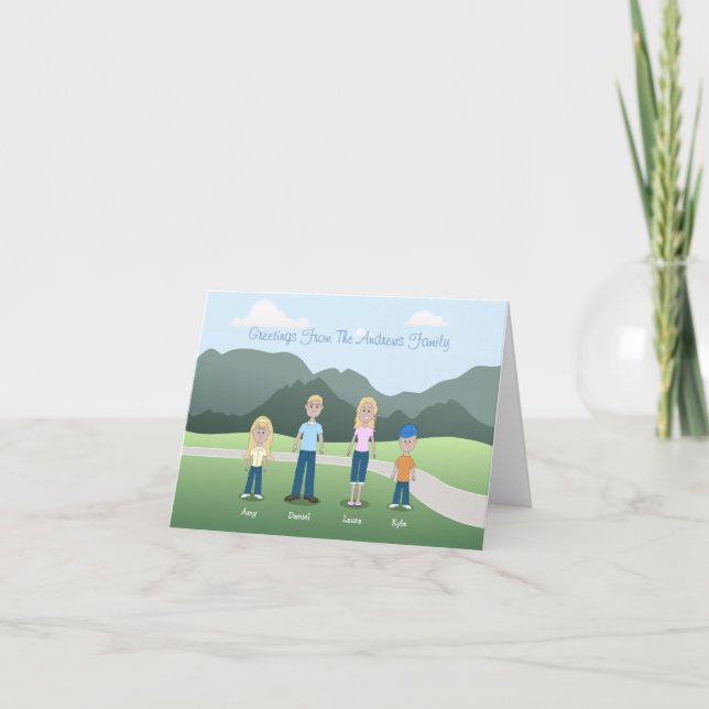 Personalised Cartoon Family Note Card (Front)