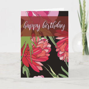 Personalised Cartoon Flowers Birthday Card