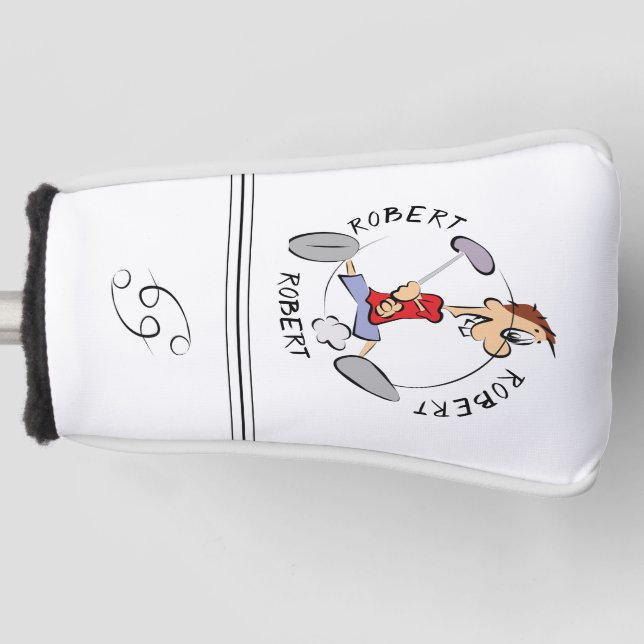 Personalised Cartoon Golfer Driver Headcover (Front)