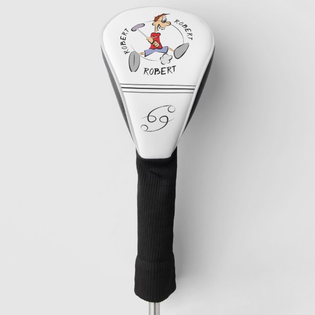 Personalised Cartoon Golfer Driver Headcover (Front)