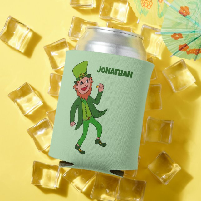 Personalised Cartoon Leprechaun St. Patrick's Day Can Cooler (In Situ Summer)