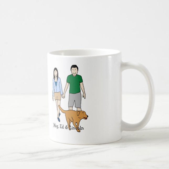 Personalised cartoon mug- couple and dog coffee mug (Right)
