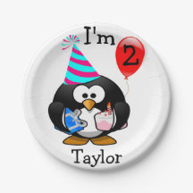 Personalised Cartoon Penguin 2nd Birthday Party