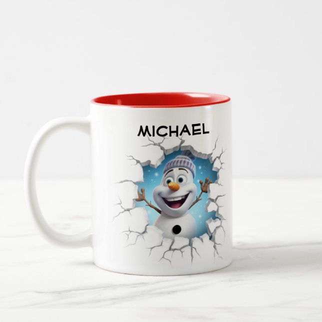 Personalised Cartoon Snowman Mug (Left)