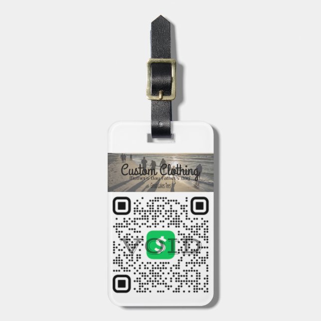 Personalised Cash App & Venmo QR Code Luggage Tag (Front Vertical)