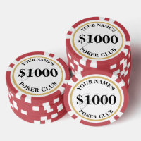 Personalised Casino Style Custom $1000 Red