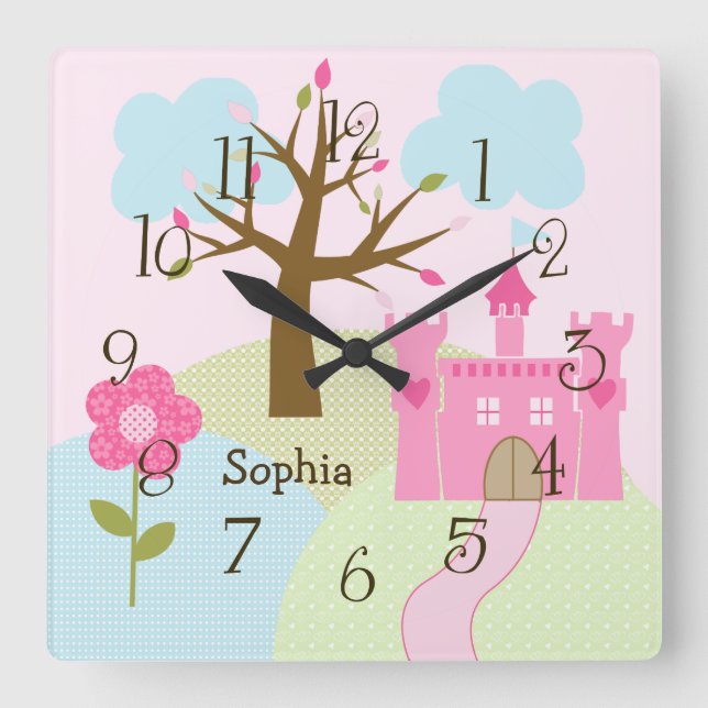 Personalised Castle/Dreams Come True Nursery Clock (Front)