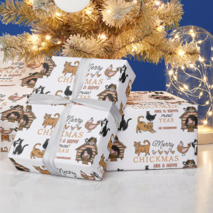 Personalised Cat and Chicken Funny Christmas Wrapping Paper