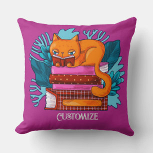 Personalised Cat Approved Books Pink Cushion