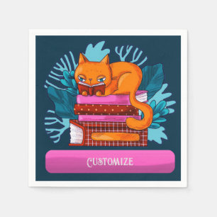 Personalised Cat Approved Books Teal Napkin