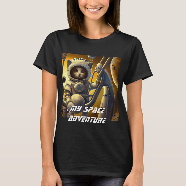 Personalised Cat Astronaut Illustration T-Shirt (Front)