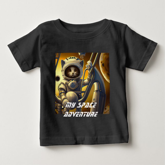 Personalised Cat Astronaut Illustration T-Shirt (Front)