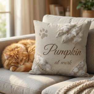 Personalised Cat At Work Scratch Cushion