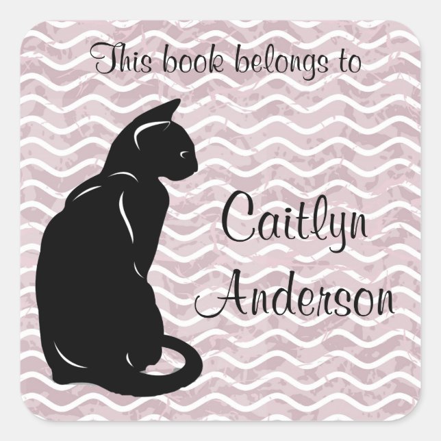 Personalised Cat Bookplate Sticker (Front)