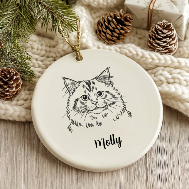 Personalised Cat Christmas Ceramic Tree Decoration (Creator Uploaded)