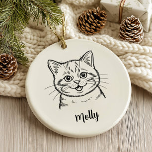Personalised Cat Christmas Ceramic Tree Decoration