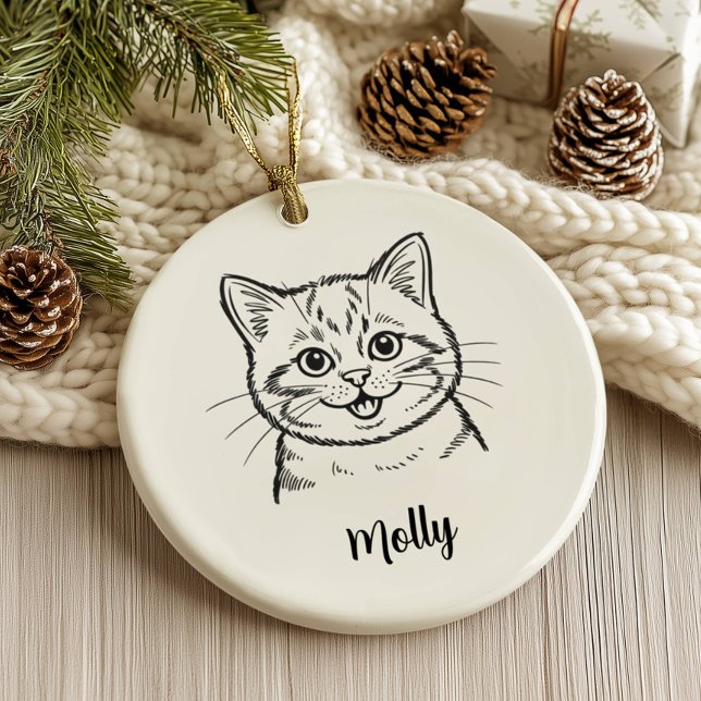 Personalised Cat Christmas Ceramic Tree Decoration (Creator Uploaded)