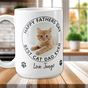 Personalised Cat Dad Pet Photo Happy Father's Day  Magic Mug