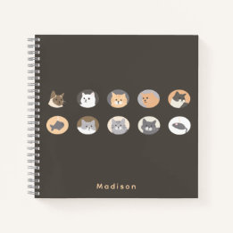 Personalised Cat Faces Spiral Notebook