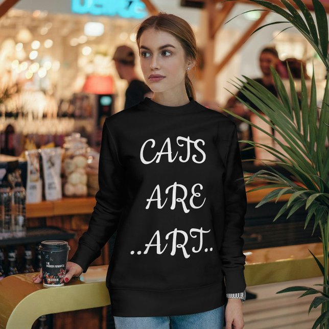 Personalised Cat Funny Modern Cosy Custom Black Sweatshirt (Creator Uploaded)