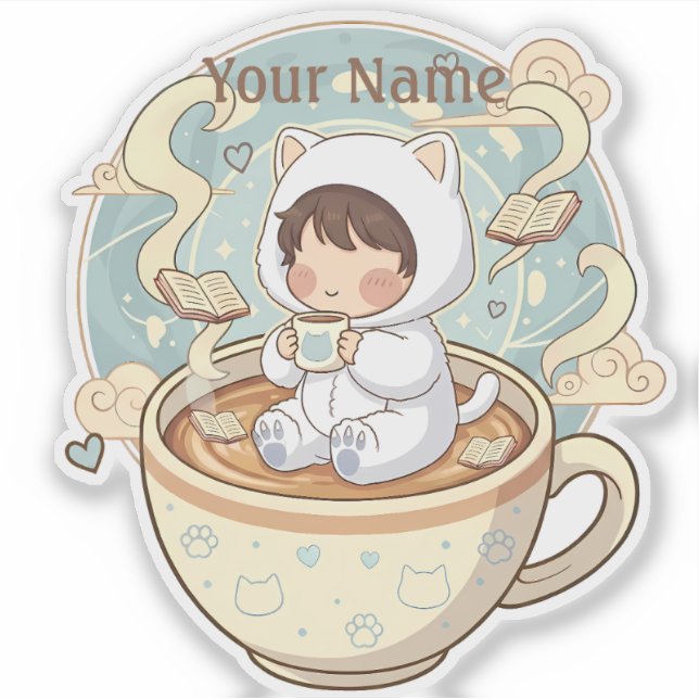 Personalised Cat Laptop Decal Waterproof Sticker (Front)