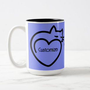 Personalised Cat Love Black Logo Two-Tone Coffee Mug