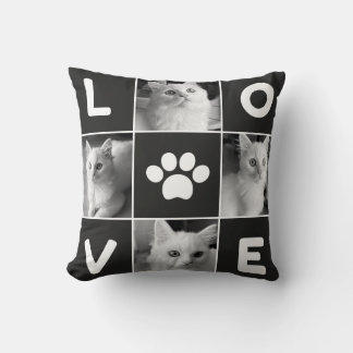 Personalised Cat Lover LOVE Paw Print Pillow