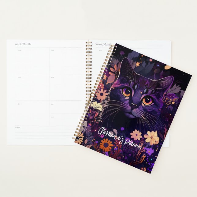 Personalised Cat Lover's Planner with Purple Cat (Display)