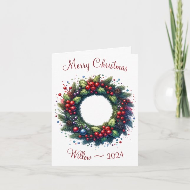 Personalised Cat Merry Christmas Greeting Card (Front)