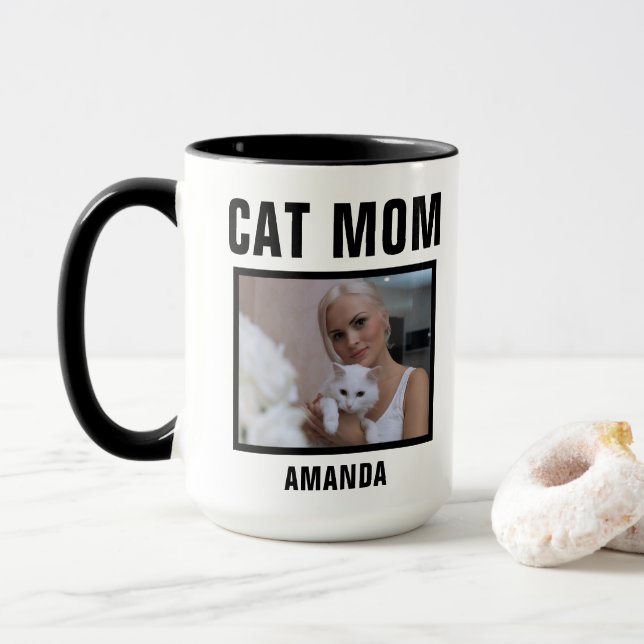 Personalised Cat Mum Custom Photo  Mug (With Donut)