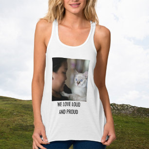 Personalised Cat Mum Family Pet Cute Photo White Singlet