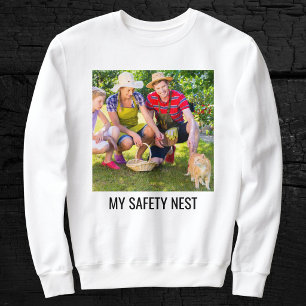 Personalised Cat Mum Family Pet Photo Black White Sweatshirt