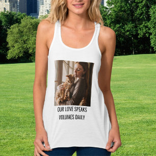 Personalised Cat Mum Family Pet Photo Trendy White Singlet