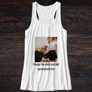 Personalised Cat Mum Family Pet Photo White Black Singlet