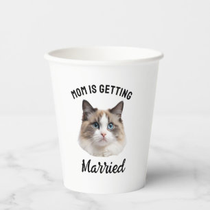 Personalised Cat Mum Is Getting Married Wedding Paper Cups