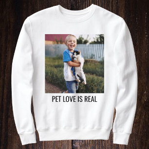 Personalised Cat Mum Kid And Pet Photo Black White Sweatshirt