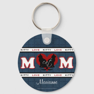 Personalised Cat Mum Kitty Love Key Ring