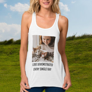 Personalised Cat Mum Love Family Pet Photo White Singlet