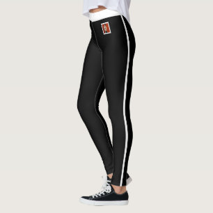 Personalised Cat Mum Pet Lover White Black Sports Leggings