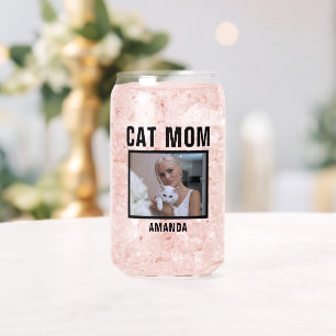 Personalised Cat Mum Photo Can Glass