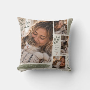 Personalised Cat Mum Photo Collage Keepsake Throw Cushion